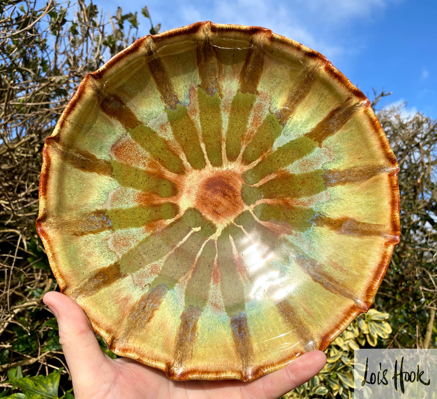 Sand Yellow and Copper Fruit Bowl 24cm